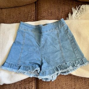 High Waisted Ruffle Hem Shorts